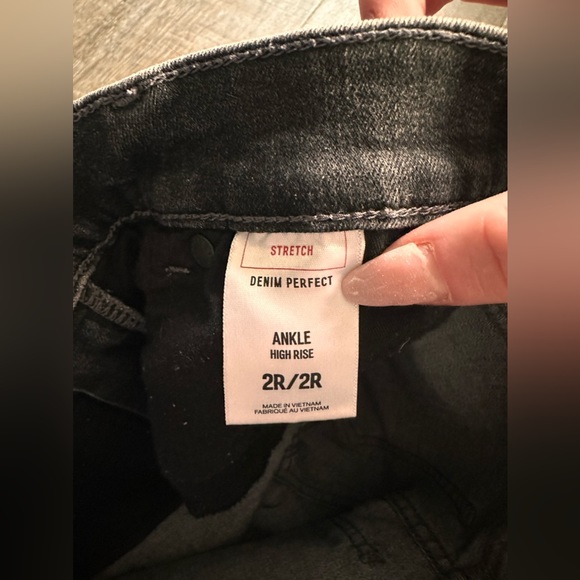 Revolve high rise black distressed jeans with ankle slit - Picture 3 of 7